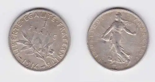 1 Franc Silber Münze Frankreich 1914 ss (139047)