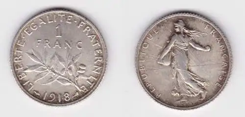 1 Franc Silber Münze Frankreich 1918 vz (135211)