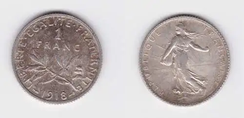 1 Franc Silber Münze Frankreich 1918 ss+ (133432)