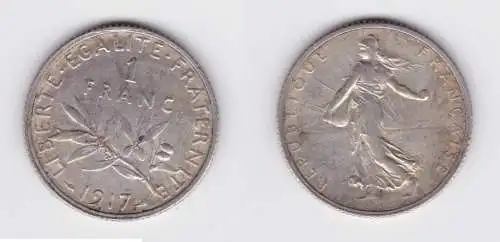 1 Franc Silber Münze Frankreich 1917 ss (134607)