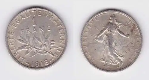 1 Franc Silber Münze Frankreich 1918 ss+ (138709)