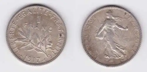 1 Franc Silber Münze Frankreich 1917 ss+ (131805)