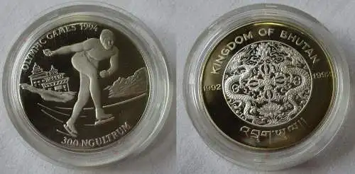 300 Ngultrum Silber Münze Bhutan Olympiade 1994 Lillehammer Eislauf 1992(134095)