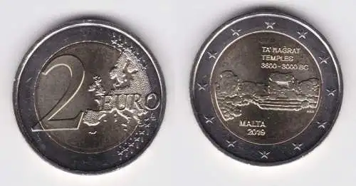 2 Euro Gedenkmünze Malta 2019 Ha' Hagrat Temples Stgl. (127131)