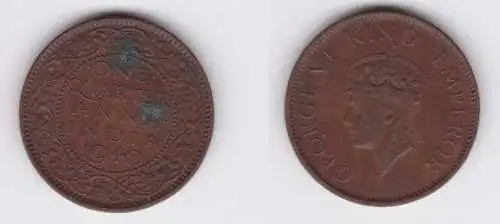 1/4 Anna Kupfer Münze Indien 1940 ss ()