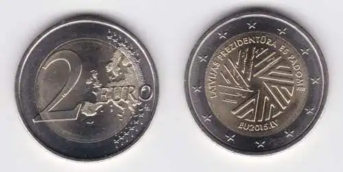 2 Euro Gedenkmünze Lettland 2015 EU Ratspräsidentschaft Stgl. (121082)