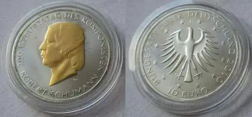 10 Euro BRD 2010 200. Geburtstag Robert Schumann Goldveredelung (103434)