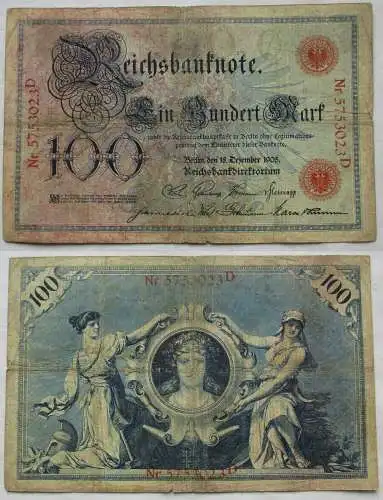 100 Mark Reichsbanknote 18.12.1905 Nr.  D Rosenberg 23 (162673)