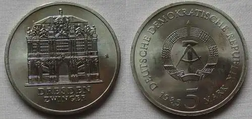 DDR Gedenk Münze 5 Mark Dresden Zwinger 1985 Stempelglanz (103383)