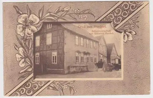 72698 Jugendstil Ak Gruß aus Hordorf Schenkwirtschaft 1915