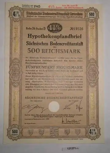 500 Reichsmark Schuldverschreibung Sächsische Bodencreditanstalt 1939 (121371)