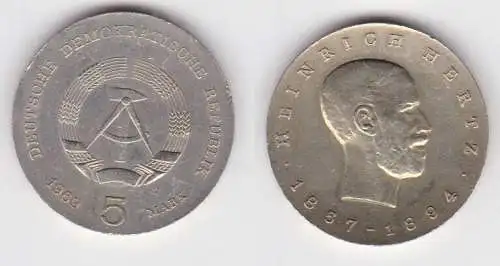 DDR Gedenk Münze 5 Mark Heinrich Hertz 1969 Stempelglanz (141096)