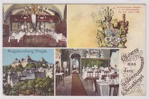 99765 Ak Augustusburg Gruß aus dem Schloßrestaurant E.Krumbiegel 1911