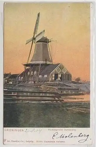 51949 Ak Groningen Houtzaagmolen Damsterdiep Holzsägemühle 1904