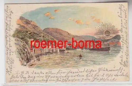 73712 Ak Lithografie Taormina ? Mittelmeer 1900