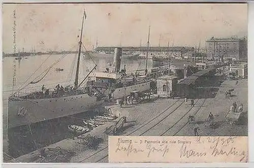 63621 Ak Fiume Rijeka il Pannonia alla Riva Szapary 1905