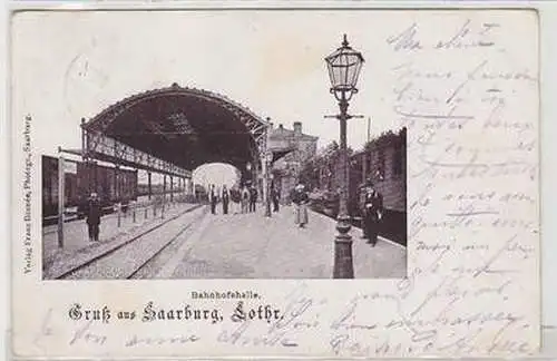 50161 Ak Gruß aus Saarburg in Lothringen Bahnhofshalle 1902