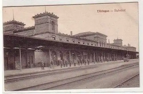 61481 Ak Elfringen in Lothringen Bahnhof 1916