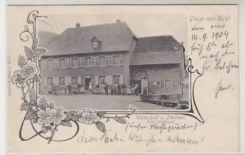 50794 Ak Gruß aus Krüt im Elsass Wirtschaft und Bäckerei 1904