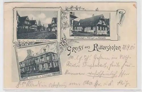 72981 Mehrbild Ak Gruß aus Rittershofen im Elsass Metzgerei usw. 1901