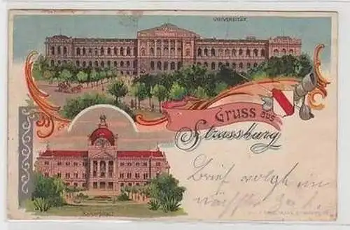 50539 Studentika Ak Lithographie Gruß aus Strassburg 1906