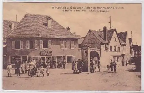 87709 Feldpost Ak Wirtschaft zum goldenen Adler in Bennweier Ob.-Elsass 1915