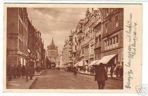 04666 Ak Danzig Straßenansicht mit Geschäften 1935