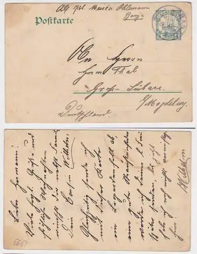 92791 Ganzsachen Postkarte Kamerun blauer Stempel Banjo 1913