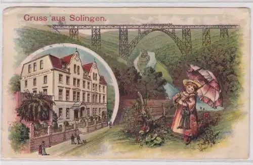 98255 Ak Lithographie Gruß aus Solingen Gewerkschaftshaus 1913