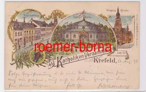 81668 Ak Lithografie Krefeld Gruss von der 45. Katholiken-Versammlung 1898