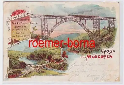 80386 Ak Lithografie Gruss aus Müngsten Kaiser-Wilhelm-Brücke 1903