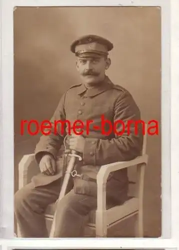 80175 Foto Ak Barmen Landwehr Soldat mit Säbel 1. Weltkrieg