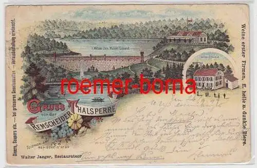 74585 Ak Lithographie Gruß von der Remscheider Thalsperre 1897