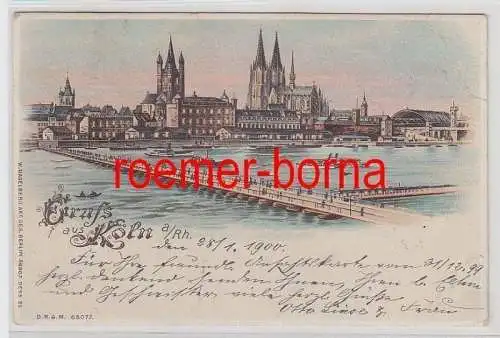 73521 Halt gegens Licht Ak Lithographie Gruß aus Köln am Rhein 1900