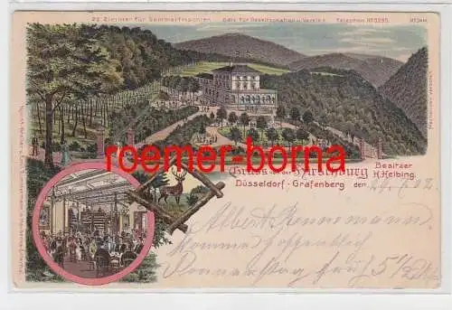 73055 Ak Lithografie Gruss von der Hirschburg Düsseldorf-Grafenberg 1902