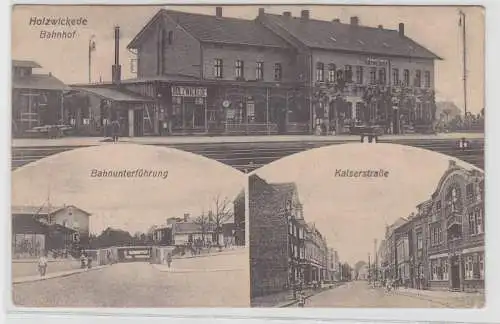 67103 Mehrbild Ak Holzwickede Bahnhof, Bahnunterführung, Kaiserstraße um 1915