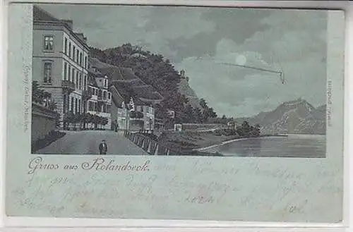 66411 Mondscheinkarte Gruss aus Rolandseck Totalansicht 1899