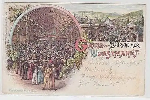 65032 Ak Lithographie Gruß vom Dürkheimer Wurstmarkt 1898