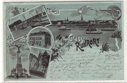 59526 Mondscheinkarte Gruß aus Ruhrort 1898