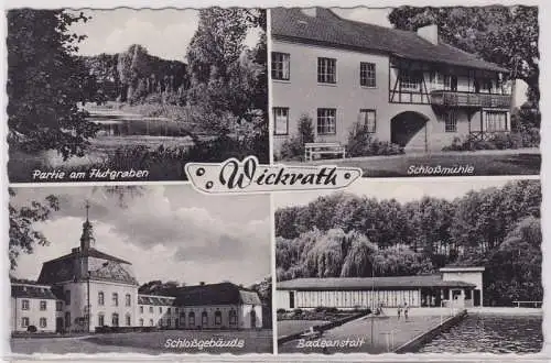 58849 AK Wickrath - Partie am Flutgraben, Schloßmühle, Badeanstalt & Schloss