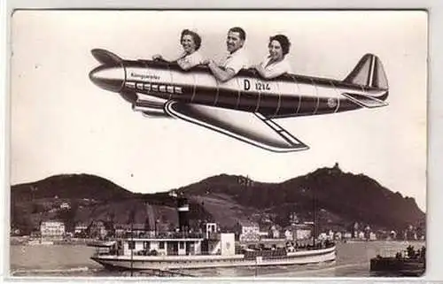 58024 Foto Ak Königswinter Flugzeug Fotomontage um 1950