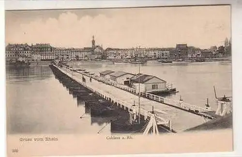 57202 Ak Gruß vom Rhein Coblenz Schiffbrücke um 1905