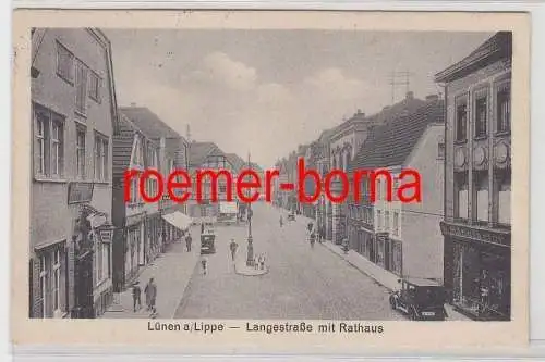 50344 Ak Lünen a. Lippe Langestrasse mit Rathaus 1935