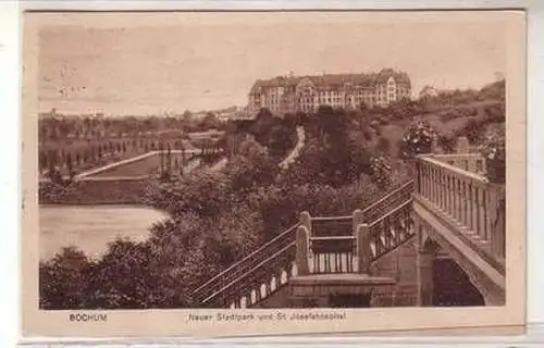 50395 Ak Bochum neuer Stadtpark und St. Josefshospital 1922