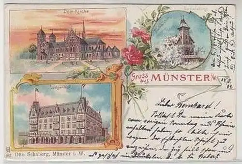 50414 Ak Lithographie Gruß aus Münster in Westfalen 1899