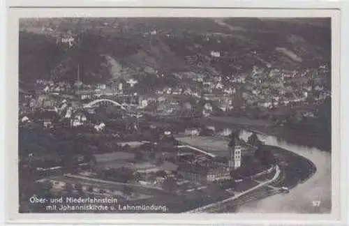 49145 Ak Ober- und Niederlahnstein Lahnmündung um 1930