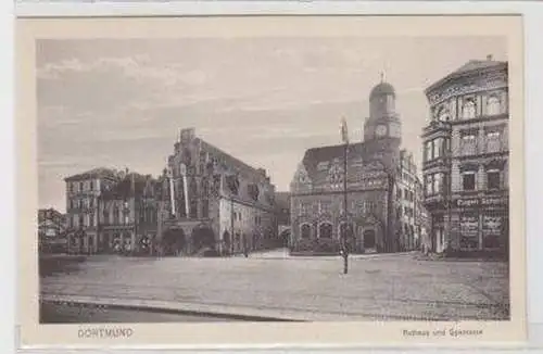 46685 Ak Dortmund Rathaus und Sparkasse um 1930