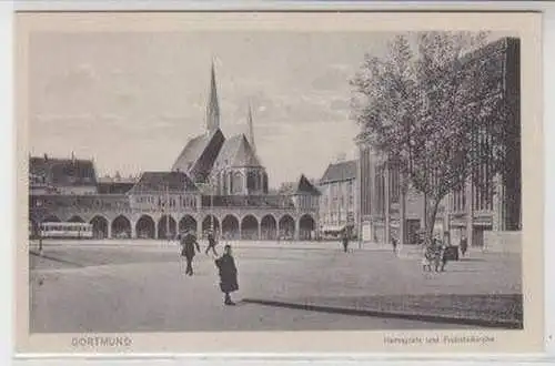 46165 Ak Dortmund Hansastraße mit Probsteikirche um 1930