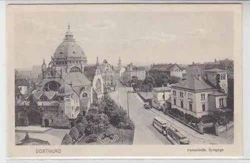 46297 Ak Dortmund Hansastraße mit Synagoge um 1930