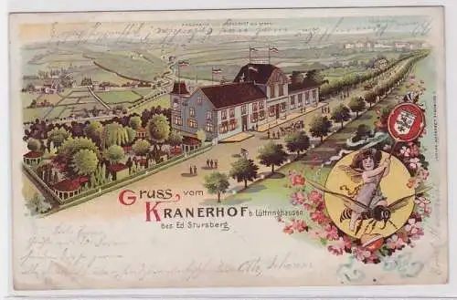 40198 Ak Lithographie Gruß vom Gasthof Kranerhof bei Lüttringhausen 1908